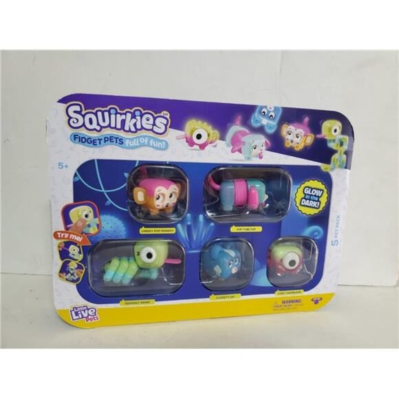 Little Live Pets Squirkies Cheeky Pop Monkey, Pop Tube Pup, Squiggly Snake, CAT - Picture 1 of 6
